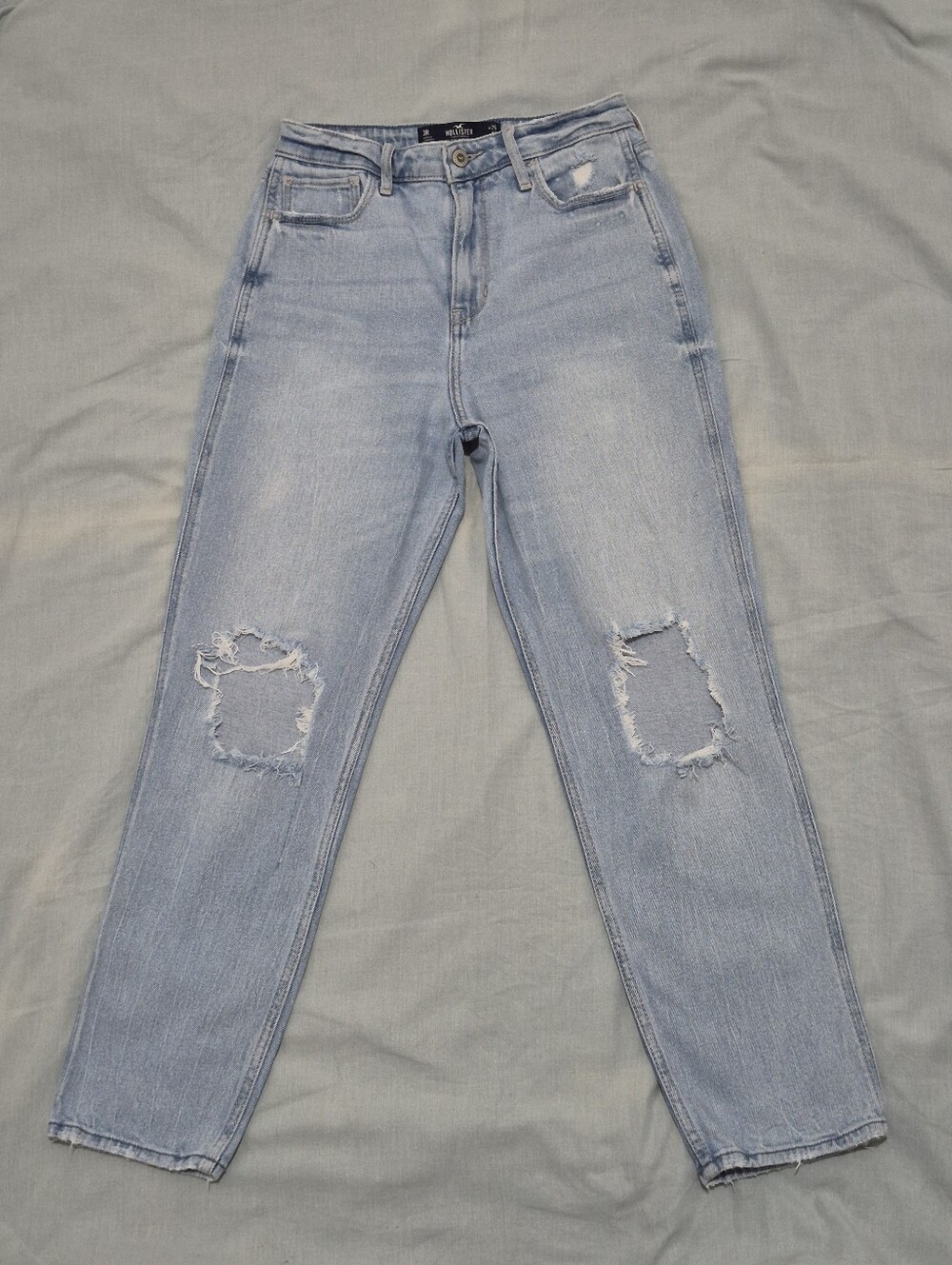 Hollister Light Blue Distressed Ultra High Rise Mom Jeans